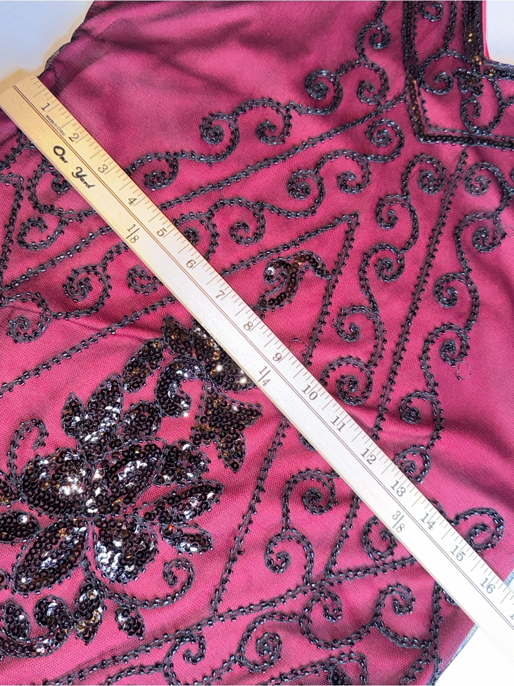 BABEYOND XXL Black Beaded Fringe Flapper Dress Raspberry Pink Art Deco Gatsby - Picture 10 of 13